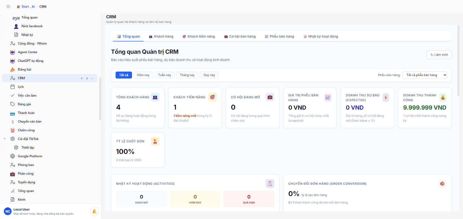 Theo dõi và chăm sóc khách hàng với CRM